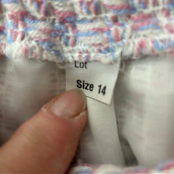 Vintage Pink Blue & White Spring Tweed A-line Pencil Skirt Women’s Size Large - Picture 14 of 14